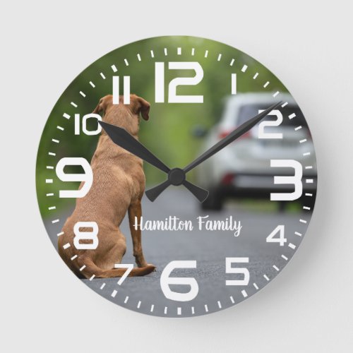 Family Name Labrador Dog Car Wall Clock