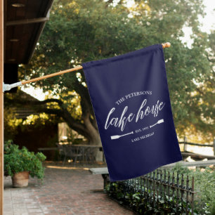 Family Name Lake House Rental Nautical Custom Flag