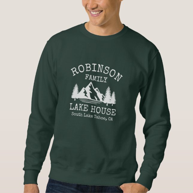 Family Name Lake House Rustic White Silhouette Sweatshirt (Front)