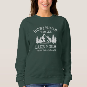 Family Name Lake House Rustic White Silhouette Sweatshirt