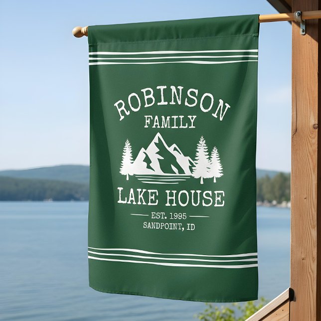 Family Name Lake House Trees Forest Green Flag (Creator Uploaded)