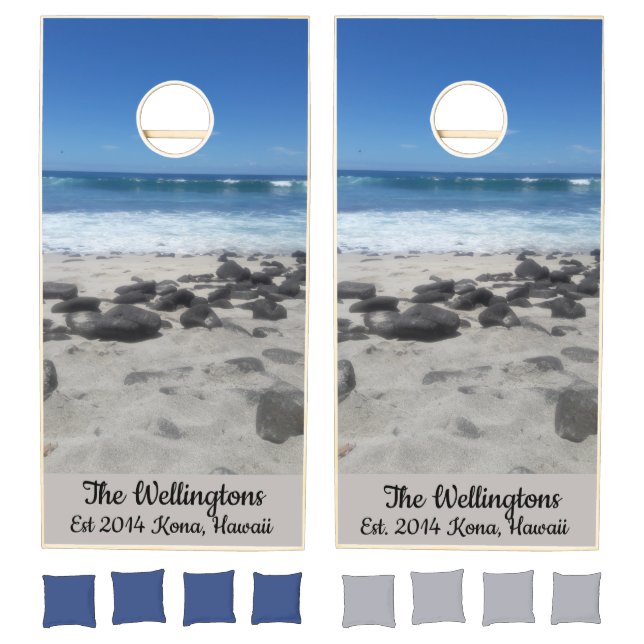 Family Name Lava Rock Beach Cornhole Set (Set)