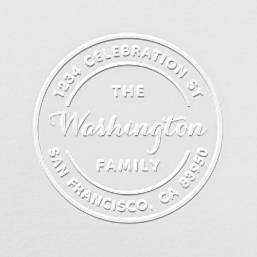 Family Name Logo Round Return Address Embosser