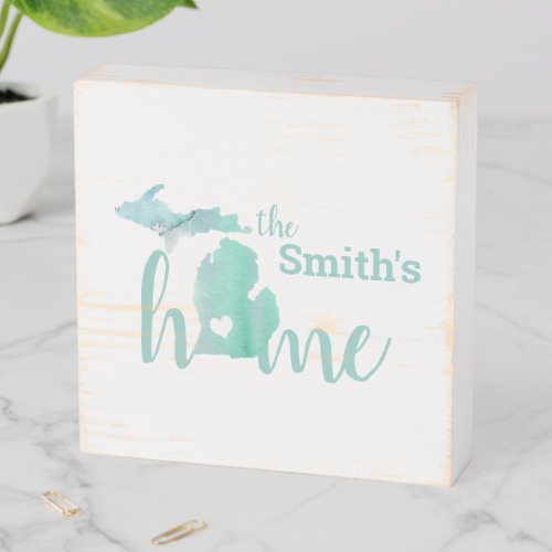 Family Name Love Home State Of Michigan Silhouette Wooden Box Sign