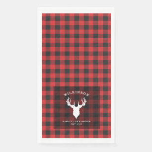 Family Name Lumberjack Plaid Lake House Paper Guest Towels