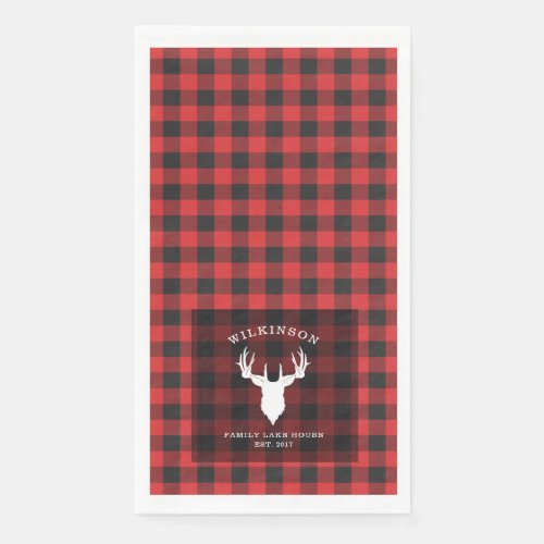 Family Name Lumberjack Plaid Lake House Paper Guest Towels