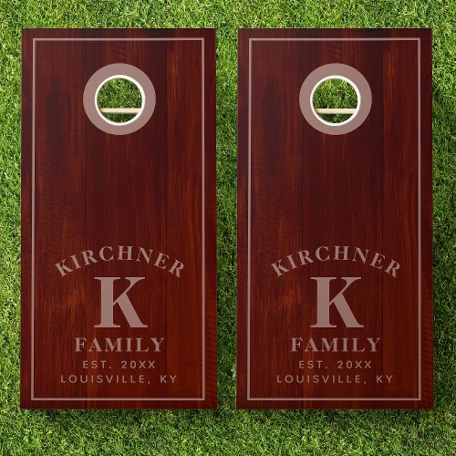 Family Name Mahogany Year Established Monogram Cornhole Set