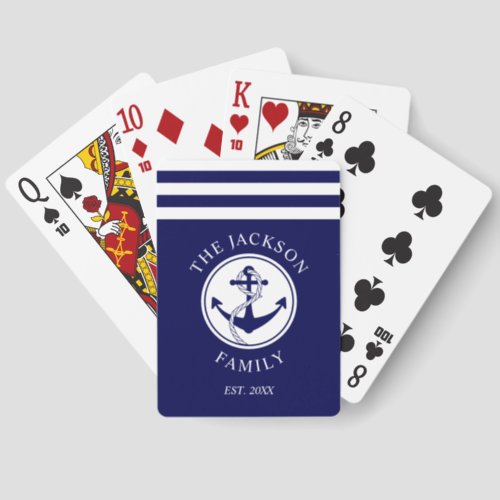Family Name Marine Anchor Striped Pattern Canasta Cards