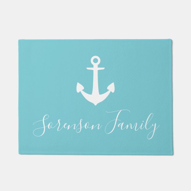 Family Name Maritime Anchor Doormat (Front)