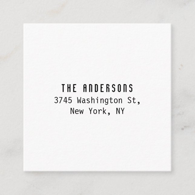 Family Name Modern Plain Professional Black White Enclosure Card (Front)