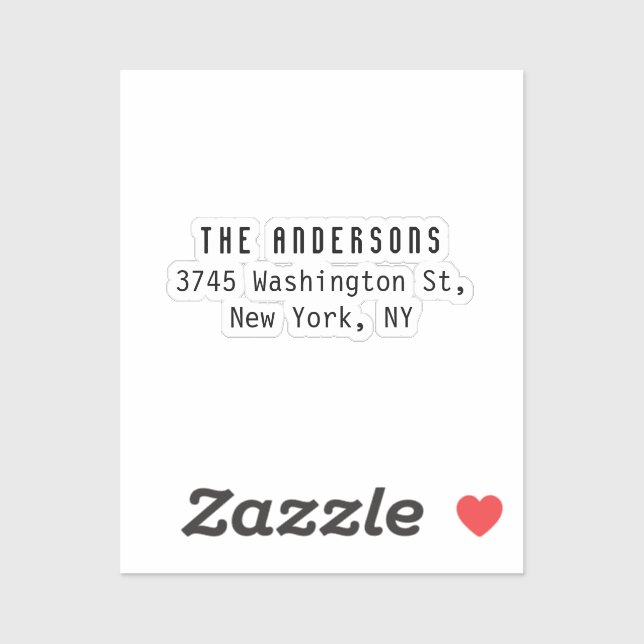 Family Name Modern Plain Professional Black White Sticker (Sheet)