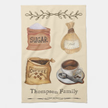 Family name Modern rustic watercolor Coffee lovers