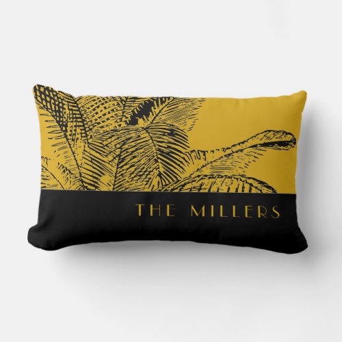 Family Name  Modern Tropical Palm Leaf Design Lumbar Pillow