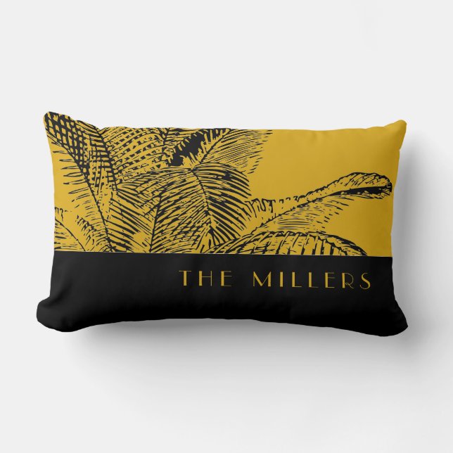 Family Name | Modern Tropical Palm Leaf Design Lumbar Pillow (Front)