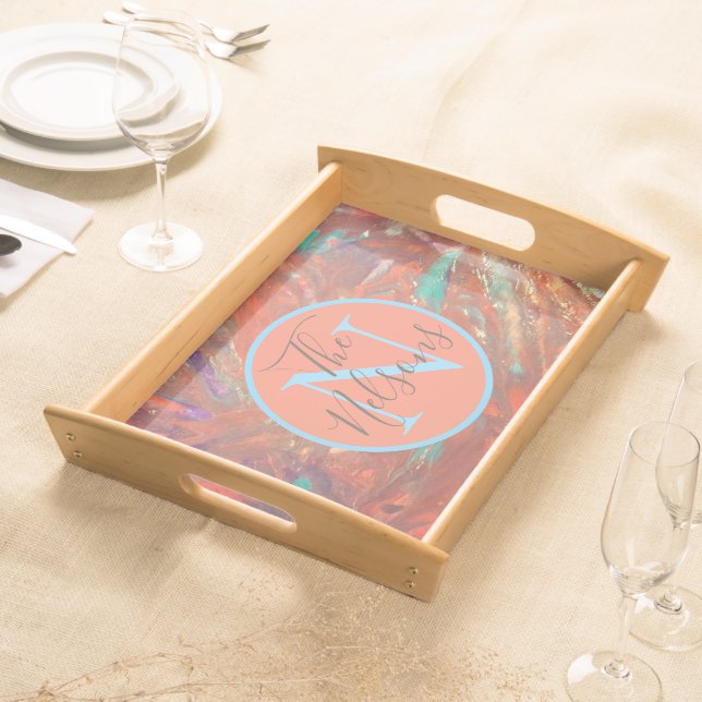 Family Name Monogram Abstract Painting    Serving Tray (Front)