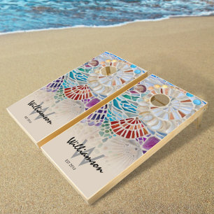 Family Name Monogram Beach Cornhole Set