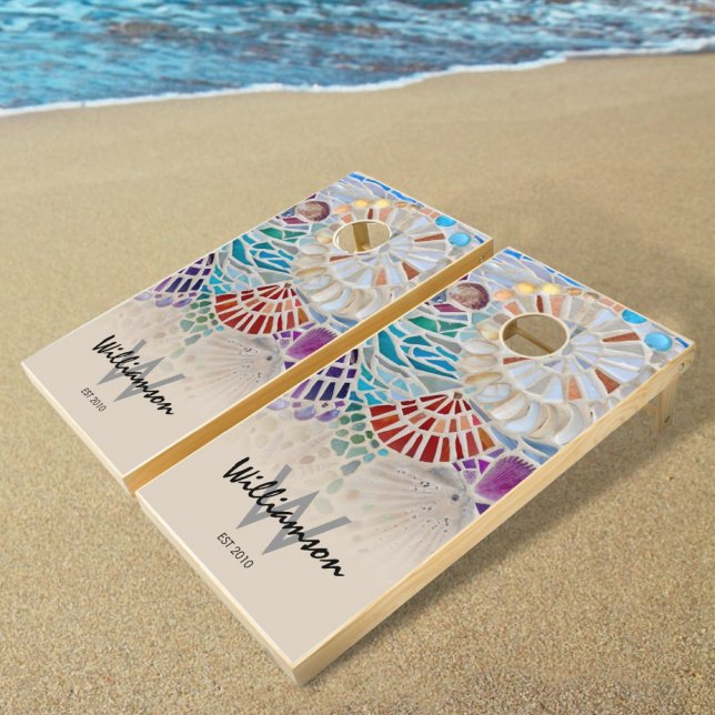 Family Name Monogram Beach Cornhole Set (Creator Uploaded)