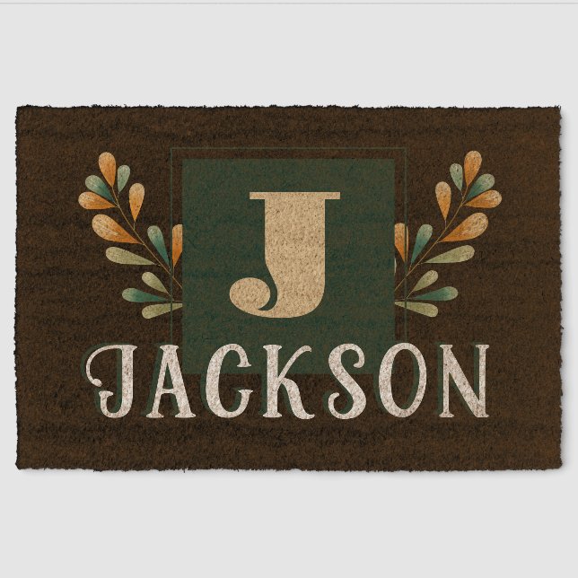 Family Name Monogram Coir Mat (Front)