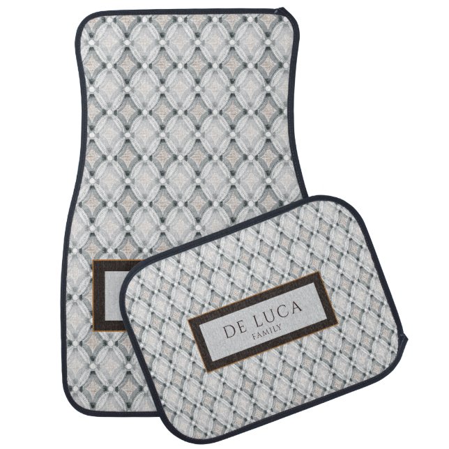 Family Name Monogram Diamond Pattern Car Floor Mat (Set)