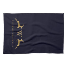 Family Name Monogram Gold Deer Midnight Navy