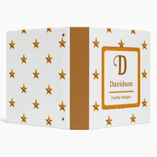 Family Name Monogram Gold Star Initial Recipe 3 Ring Binder