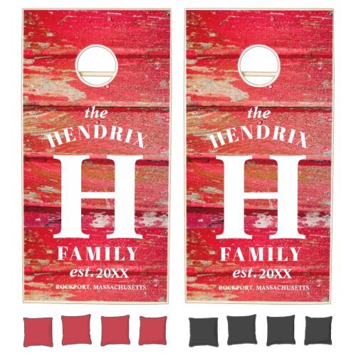 Family Name Monogram Rustic Red Barn Wood