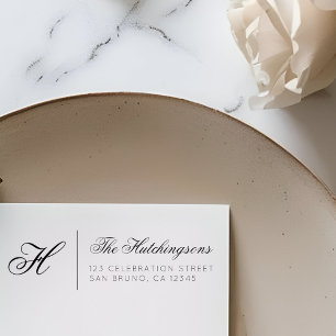 Family Name & Monogram Script Return Address Rubber Stamp