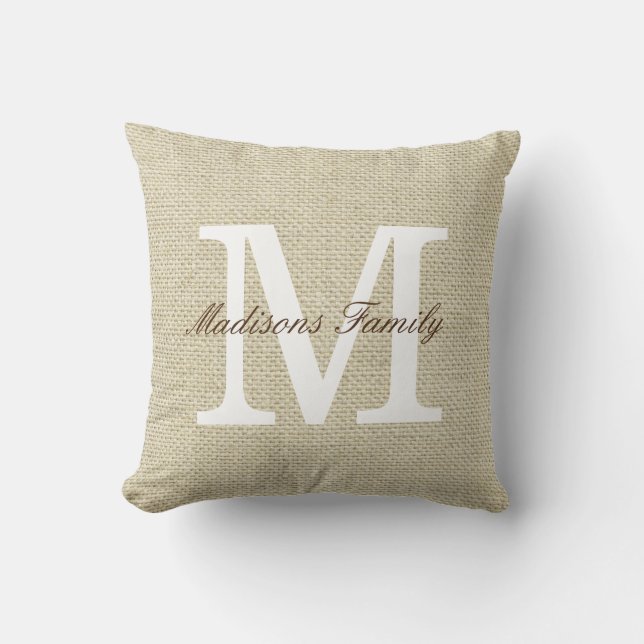 Family Name Monogram Throw Pillow (Front)