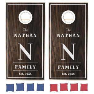  Family Name Monogram Wood Cornhole Set