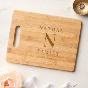 Family Name Monogram Wood Engraved Cutting Board