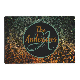 Family Name Moody Floral Monogram Placemat