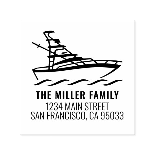 Family Name Nautical Fishing Boat Return Address Self_inking Stamp