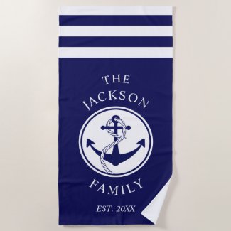 Family Name Nautical Ship Anchor Stripes