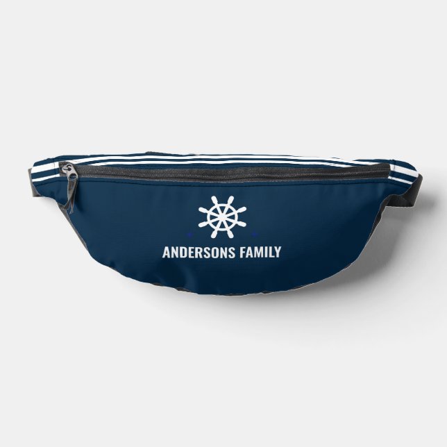 Family Name Nautical Ships Wheel Helm Fanny Pack (Lay Down)