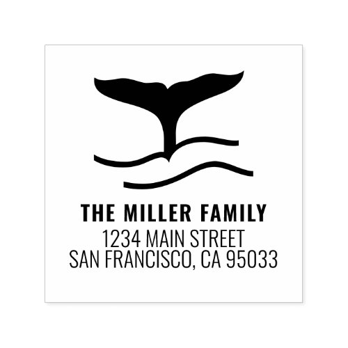 Family Name Nautical Whale Tail Return Address Self_inking Stamp