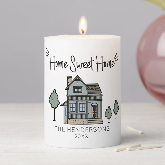 Family Name New Home Sweet Home  Pillar Candle (In Situ)