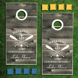 Family Name | Oars and Anchor Custom Cornhole Set<br><div class="desc">Fun "welcome to the lake house" customized cornhole set.  Change the name,  the year and the name of your vacation getaway (beach house,  cottage,  summer house,  etc.) to make this a wonderfully unique gift.</div>