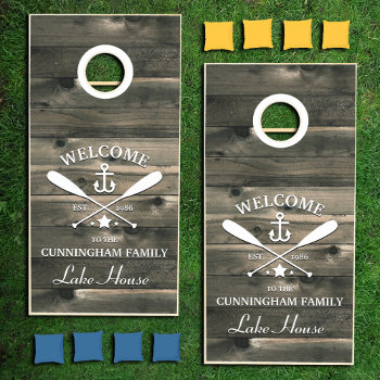Family Name | Oars And Anchor Custom Cornhole Set by reflections06 at Zazzle