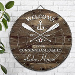 Family Name | Oars and Anchor Custom Dart Board<br><div class="desc">Fun "welcome to the lake house" personalized dart board.  Change the name,  the year and the name of your vacation getaway (beach house,  cottage,  summer house,  etc.) to make this a wonderfully unique gift.</div>