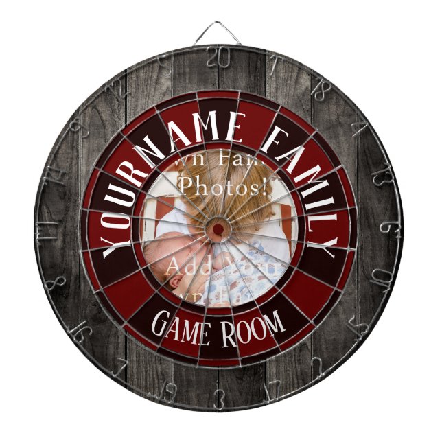 Family Name One Photo Game Room Dart Board (Front)