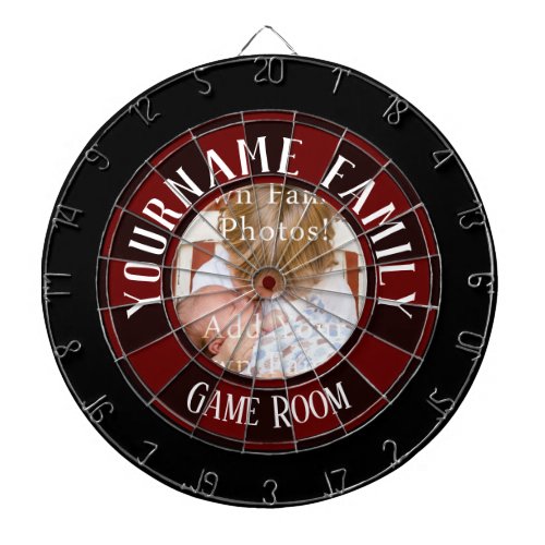 Family Name One Photo Game Room Dart Board