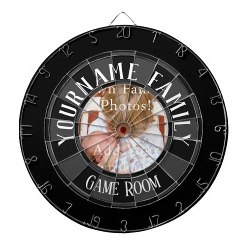 Family Name One Photo Game Room Dart Board