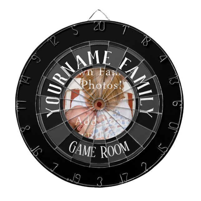 Family Name One Photo Game Room Dart Board (Front)