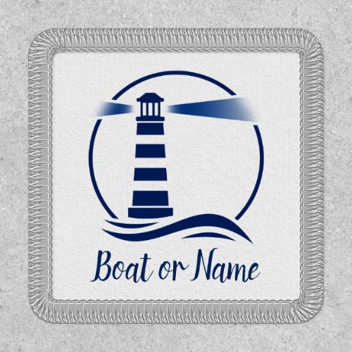 Family Name or Boat Classic Lighthouse Blue White Patch