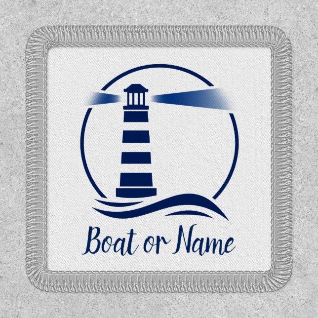 Family Name or Boat Classic Lighthouse Blue White Patch (Front)
