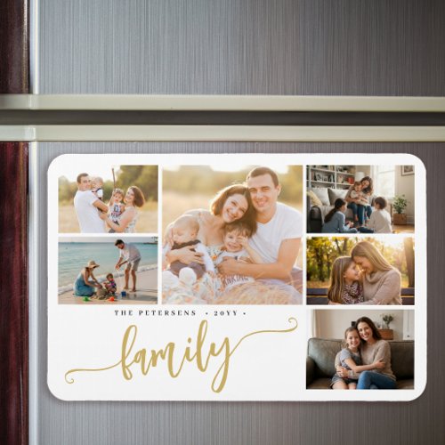 Family name personalized 6 photo collage  magnet