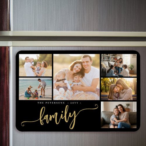 Family name personalized 6 photo collage  magnet