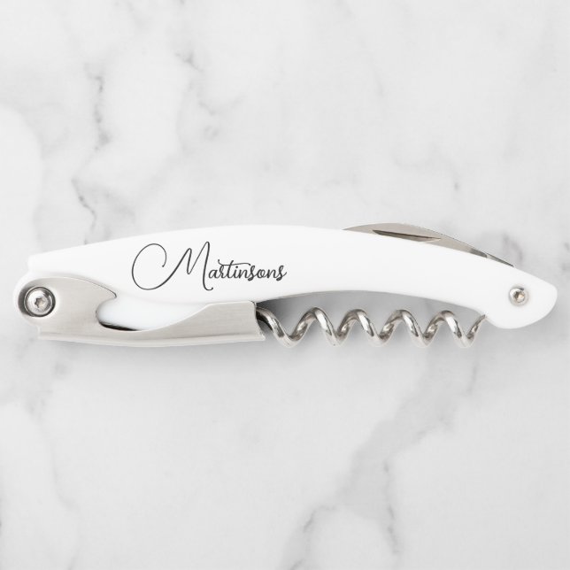 Family Name  Personalized Stylish Waiter's Corkscrew (Front)