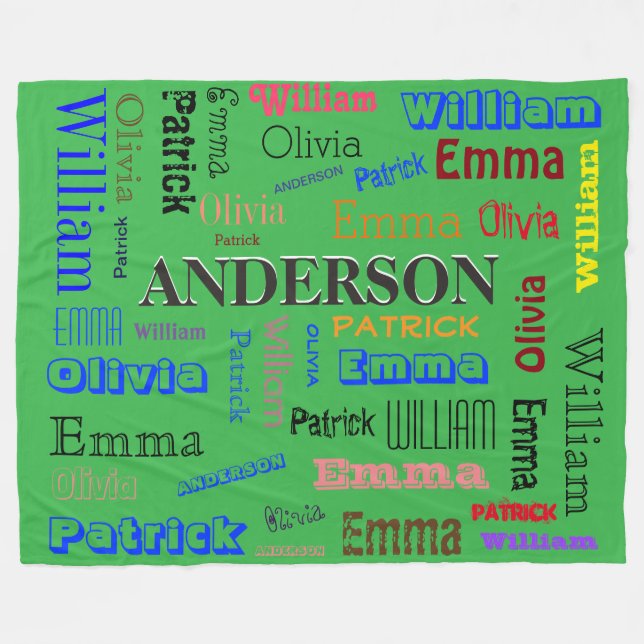Family Name 💛 Personalized Word Cloud  Fleece Blanket (Front (Horizontal))