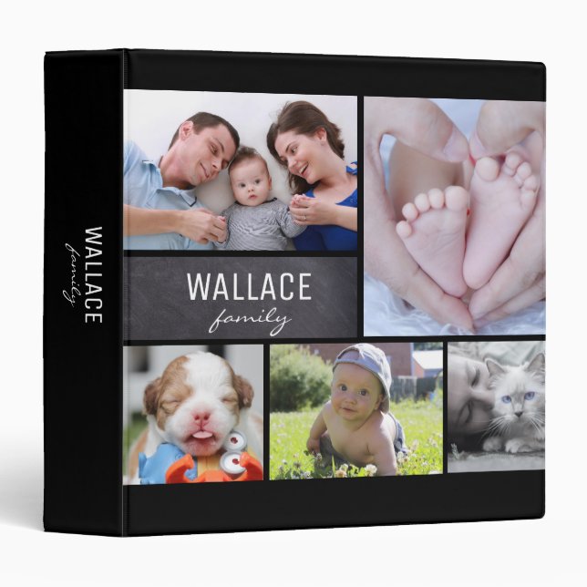 Family Name Photo Collage Album 3 Ring Binder (Front/Spine)